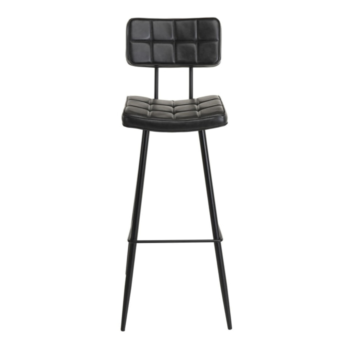 TOM - Lot de 2 tabourets de bar James noir hauteur d'assise 80cm