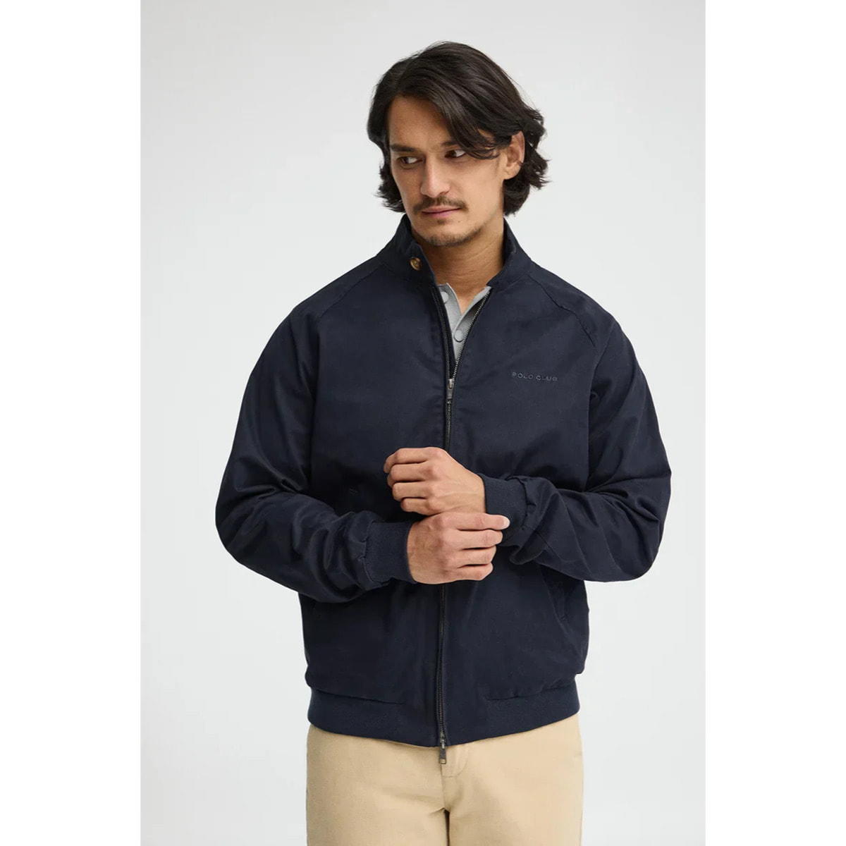 Giacca Harrington Bowery blu marino con ricamo Polo Club