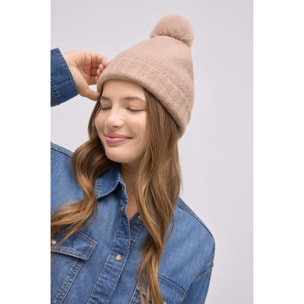 Cappello con pompon beige
