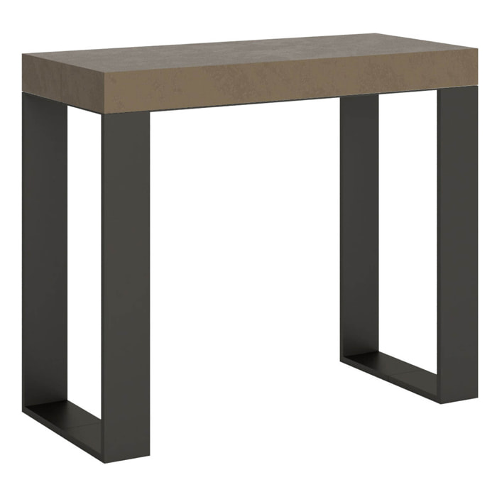 Console extensible 90x40/196 cm Tecno Small Taupe cadre Anthracite