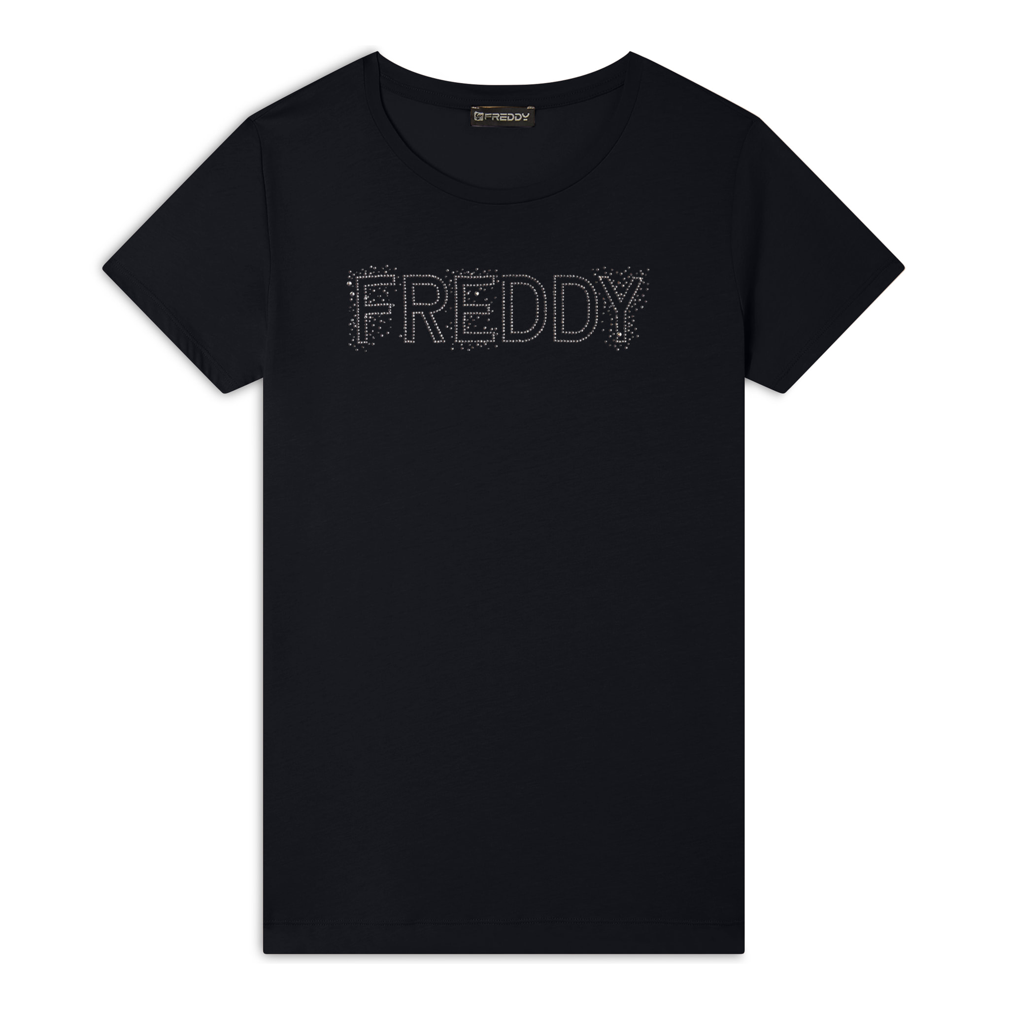 T-Shirt in jersey modal con Logo Strass