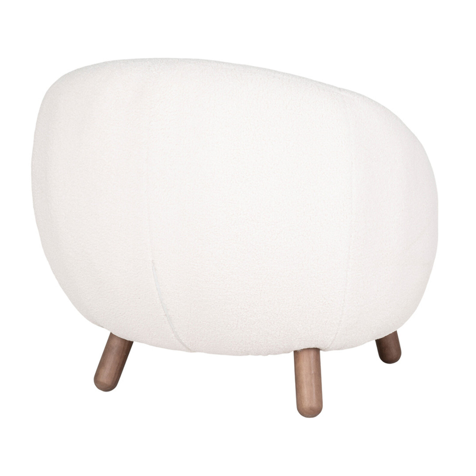 Nayeli - fauteuil avec pieds en bois d'hévéa - en tissu bouclette - Blanc