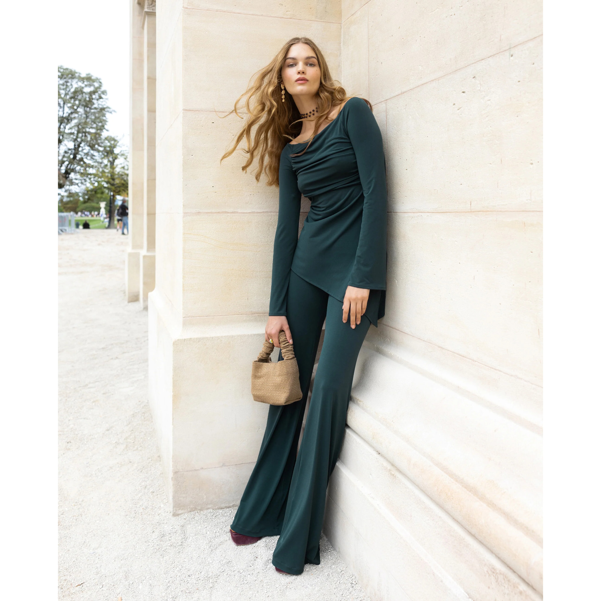 Pantalón palazzo con cintura elástica