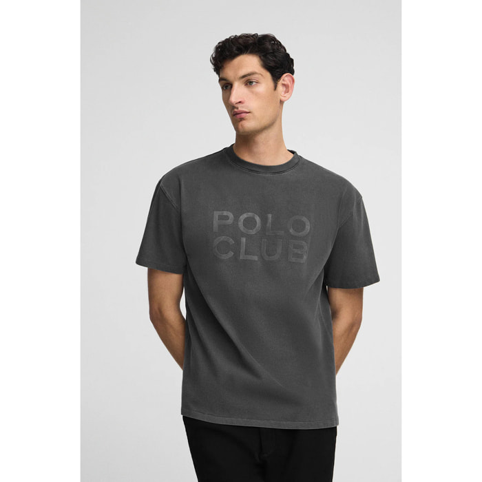 Camiseta Tarak gris oscuro con logo Polo Club