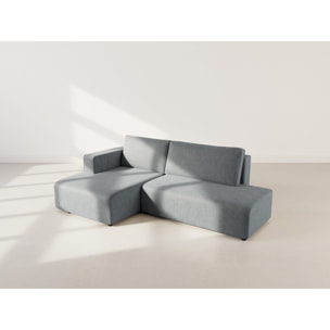 Topaze - canapé d'angle gauche 4 places convertible avec coffre en velours côtelé - Gris foncé
