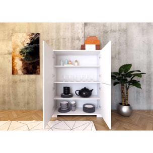 Credenza alta 4 ante 90x35x120 cm Lumina bianco lucido