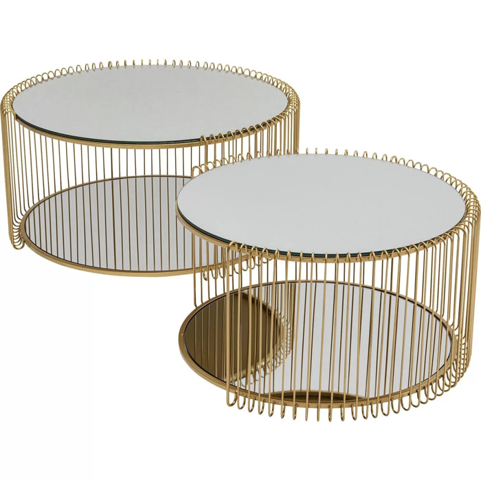 Tables basses Wire Double laiton set de 2 Kare Design