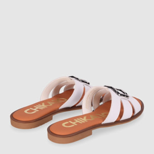 Sandalias de Piel - Blanco - Tacón: 1 cm