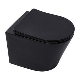 Pack WC bâti-autoportant + WC sans bride SAT Infinitio + Abattant SoftClose + Plaque noir mat (SMART-BlackInfinitio-M678)
