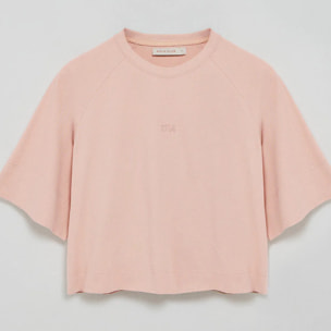 Maglietta color nude Danae con logo ricamato