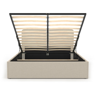 Lit coffre Louise 160x200cm tissu beige