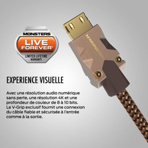 Câble HDMI MONSTERCABLE M2000 UHD 4K HDR10+ 25GBPS 3M