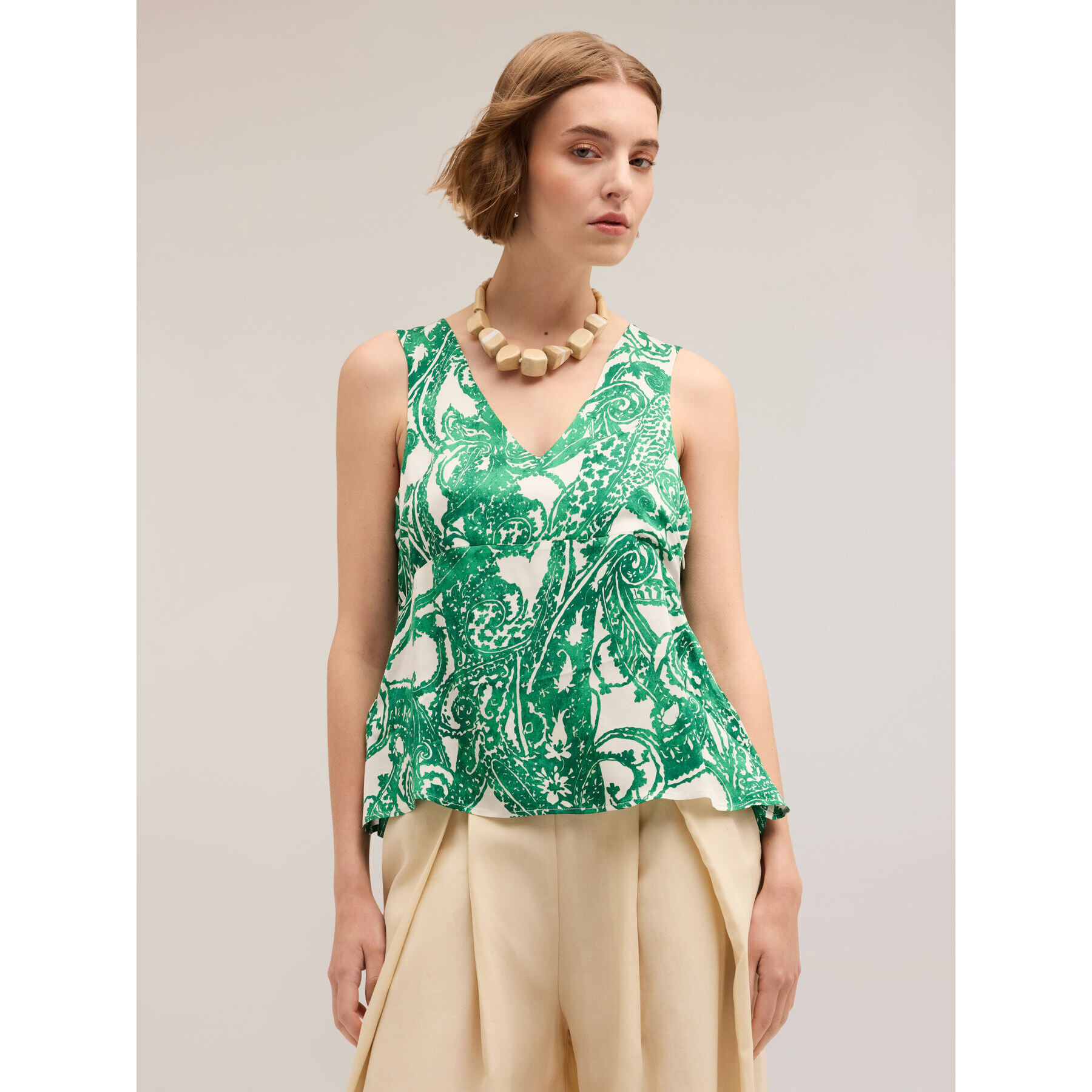 Motivi - Top satin fantasia paisley - Verde