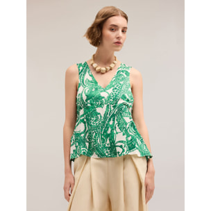 Motivi - Top satin fantasia paisley - Verde