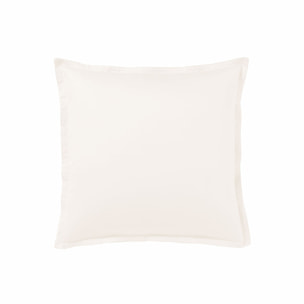Parure de lit unie en satin de coton bio, taies rectangles, TEOPHILE, Blanc Hermine