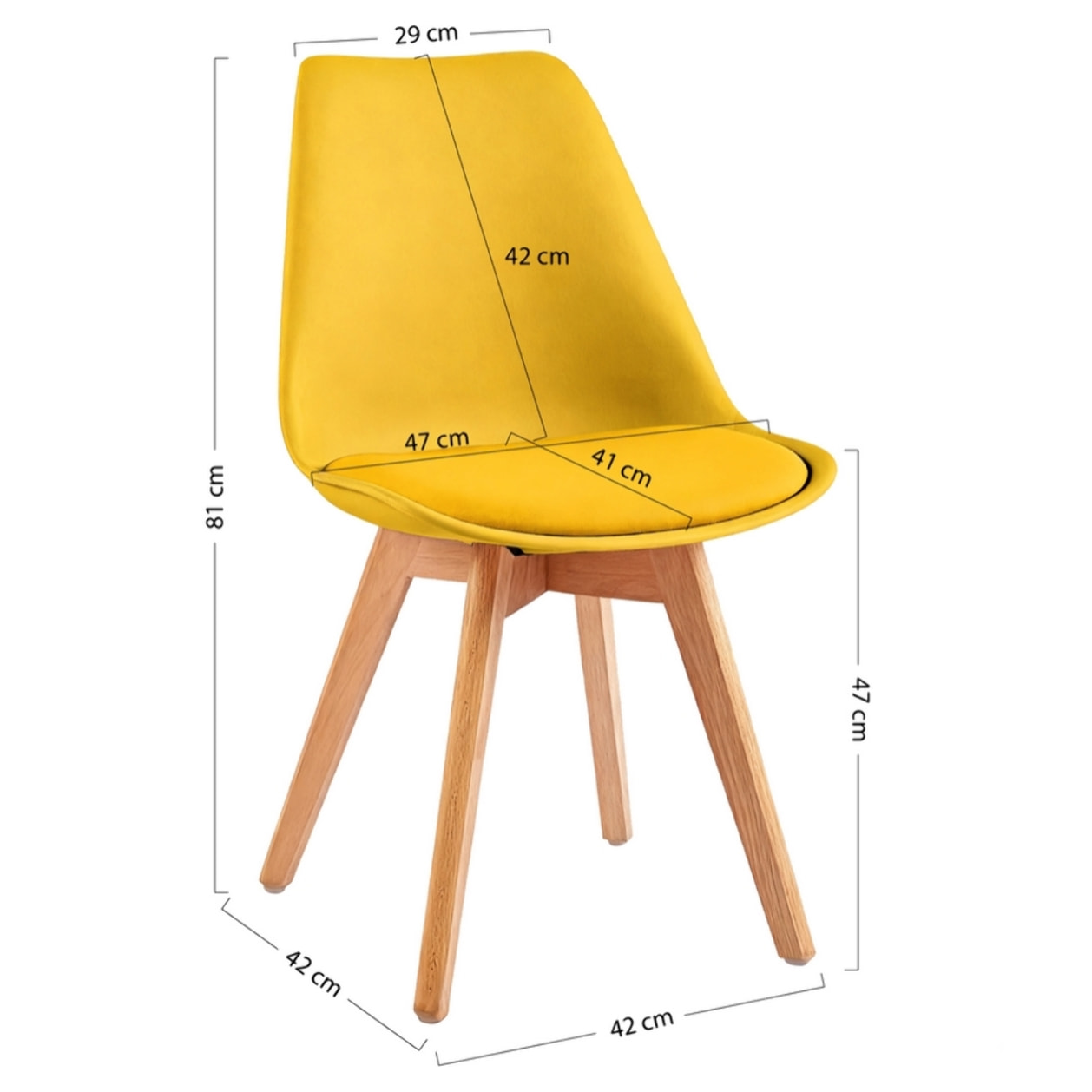 Set 4 sedie da pranzo gialle con cuscino - Candice