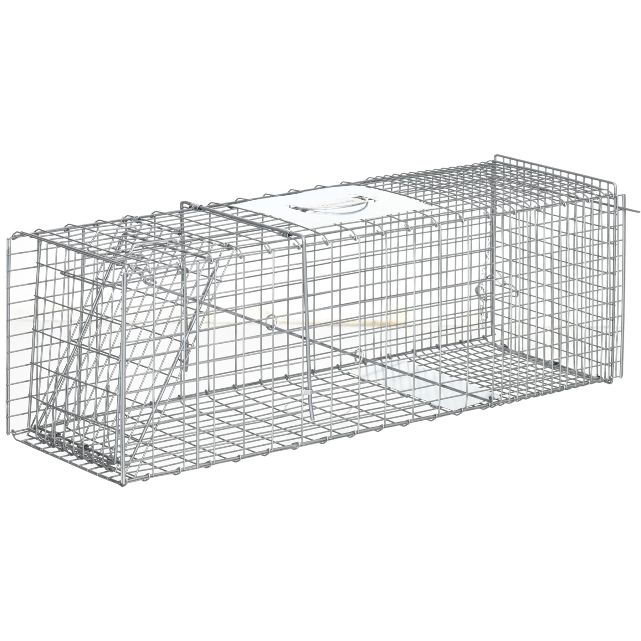 Trampa para Animales Vivos Plegable 93x31x34,5 cm Jaula de Captura de Alambre con Puerta y Asa para Conejos Ratas Roedores Plata