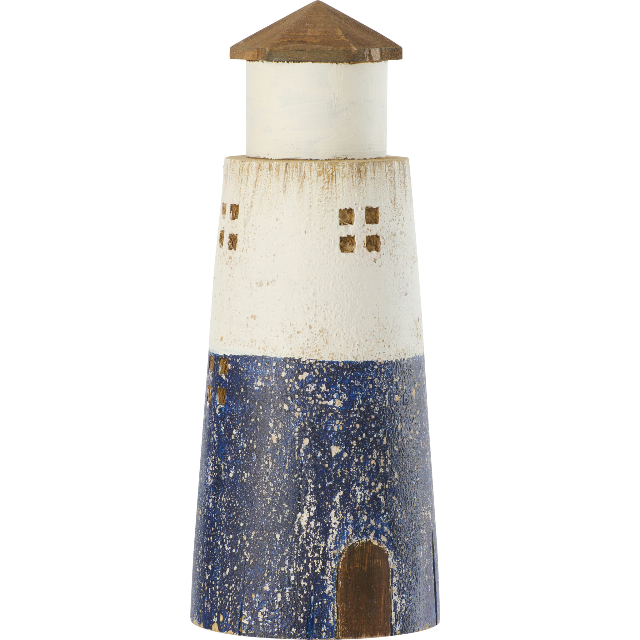 J-Line Phare décoratif - bois - bleu/blanc - large