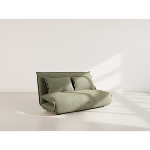 Candice - Banquette 2 places convertible clic-clac en velours côtelé - Vert