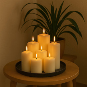 Well home set de velas blancas sin esencia: 7 tamaños surtidos en caja retractilada