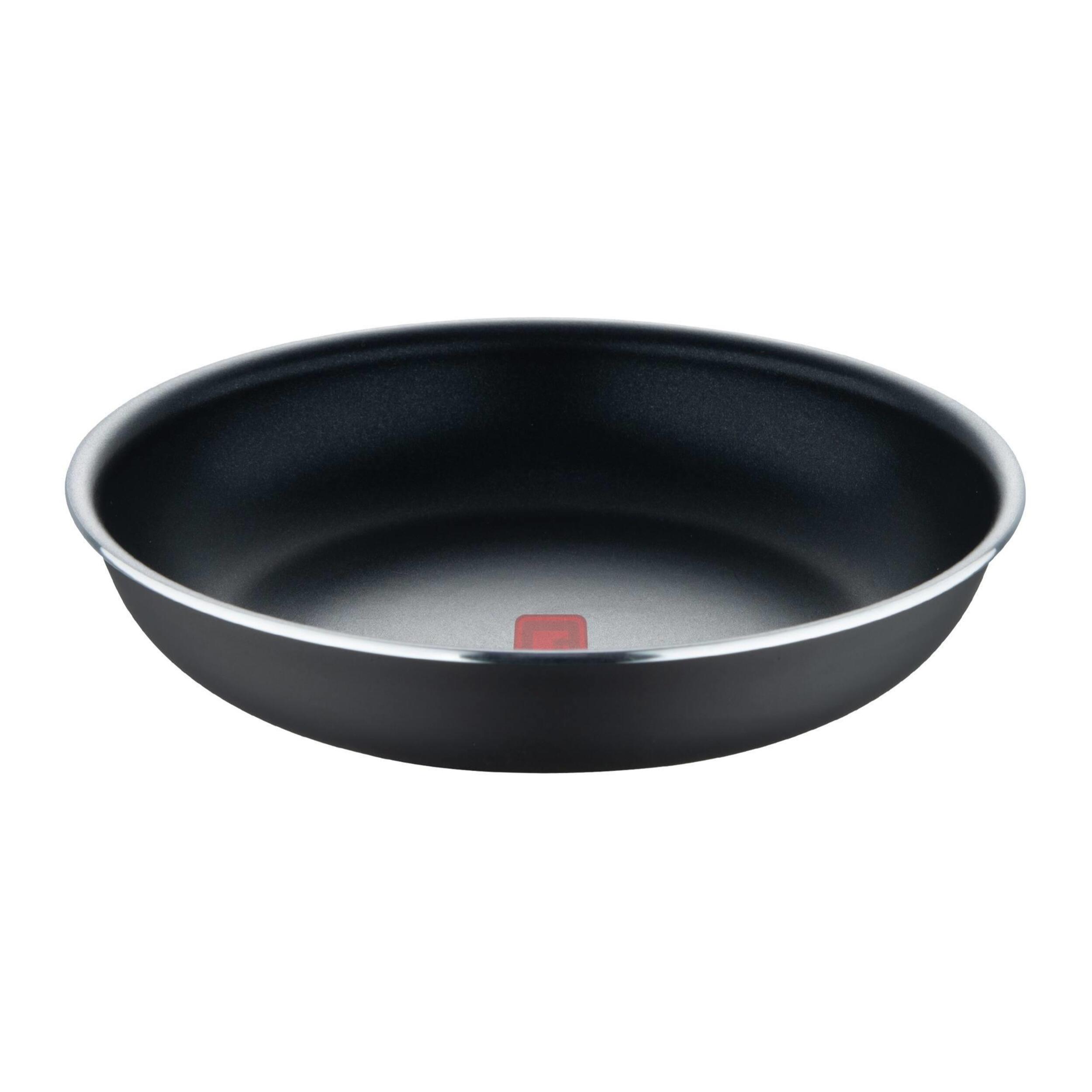 juego de 2 sartenes ø24ø28cm aluminio prensado y heat dot negro + mango desmontable