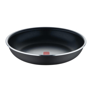 juego de 2 sartenes ø24ø28cm aluminio prensado y heat dot negro + mango desmontable