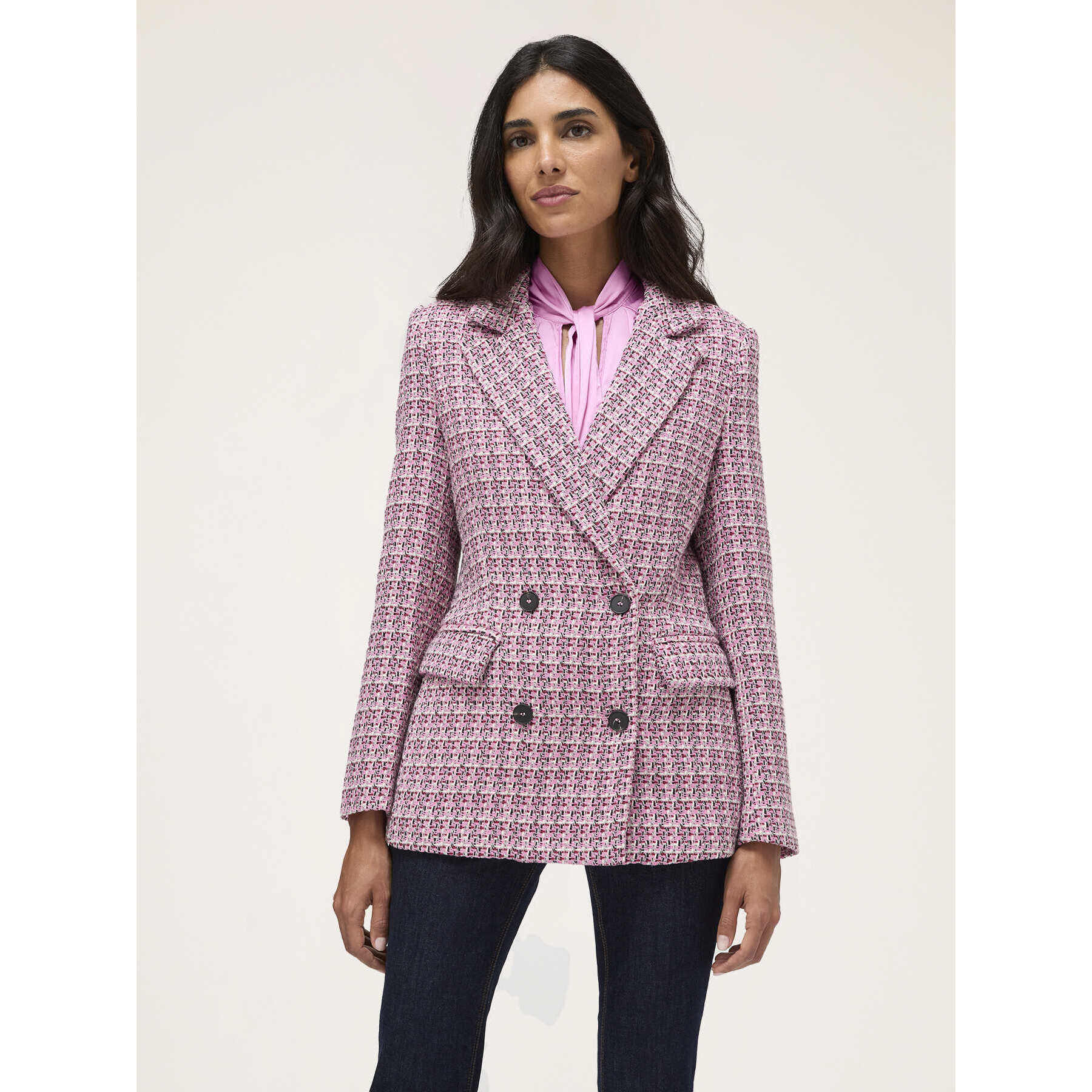 Motivi - Chaqueta de tweed con doble botonadura - Rosa