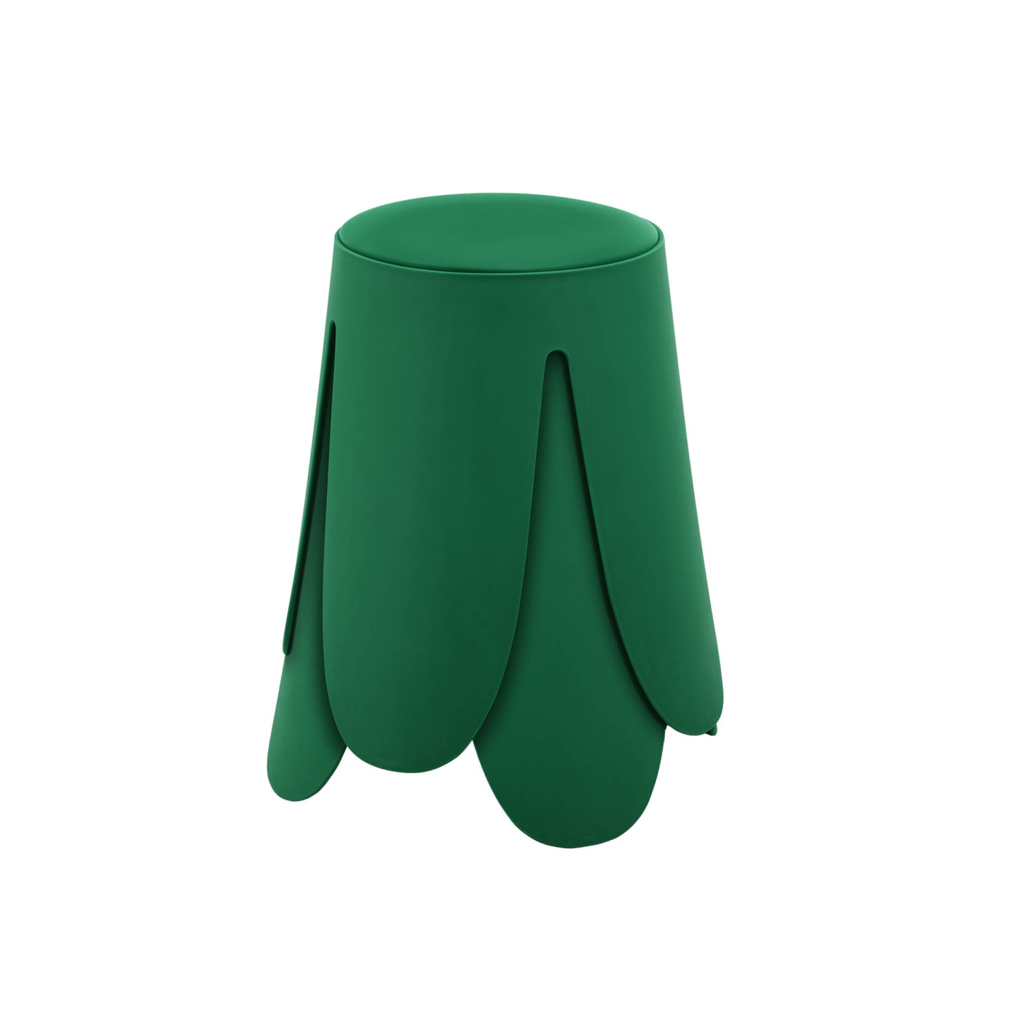 Set de 2 tabourets empilables. simili cuir vert. NIKI. Ø30 / 44 x H46cm