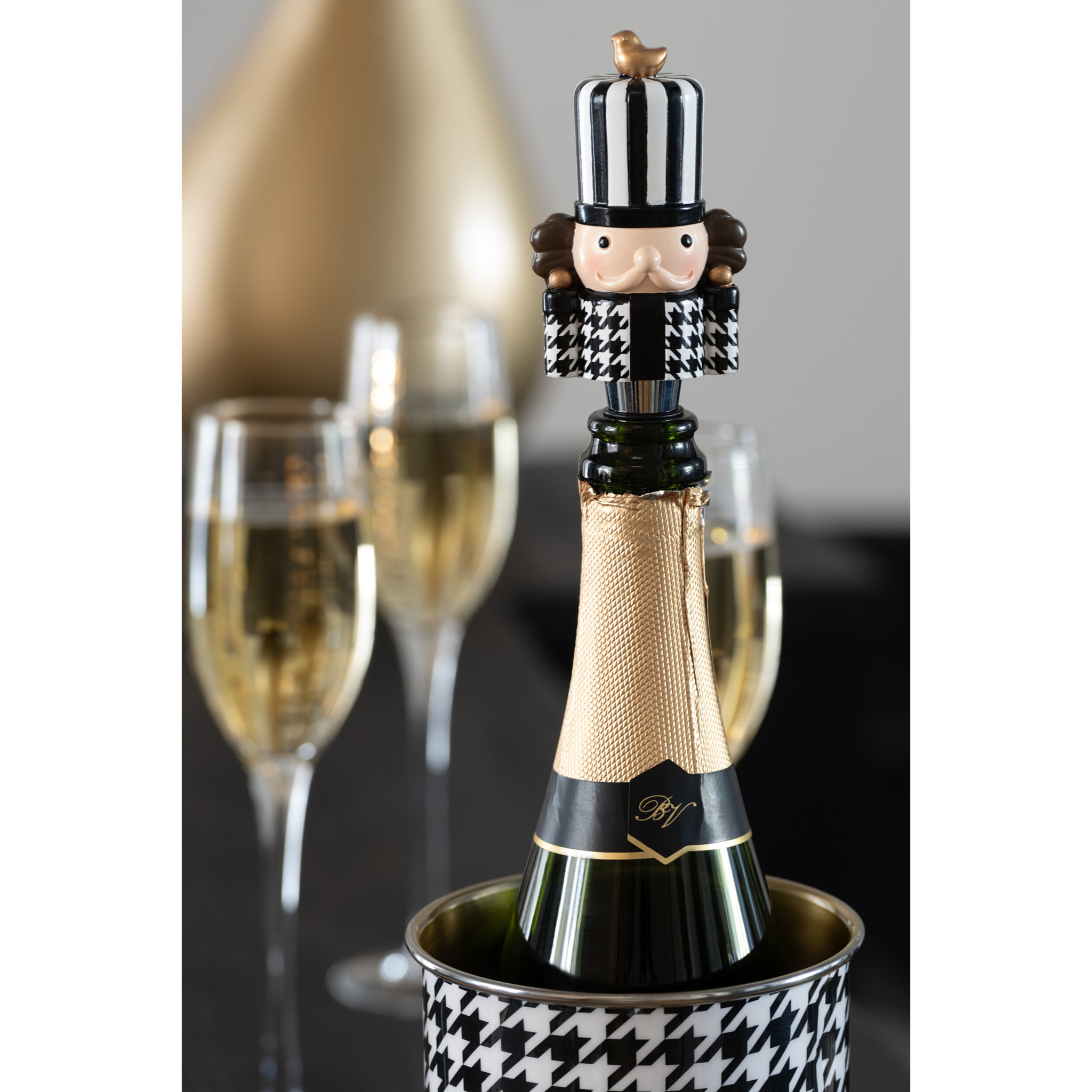 J-Line bouchon Pied-De-Poule - polyrésine - noir/blanc - boîte de 3