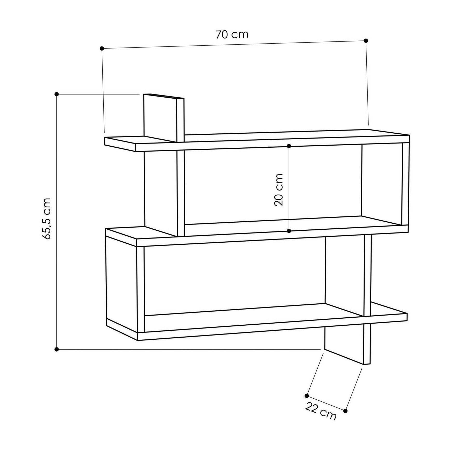 Mensola Dpilat, Scaffale, Ripiano a muro, Scaffalatura multiuso, 70x22h66 cm, Quercia