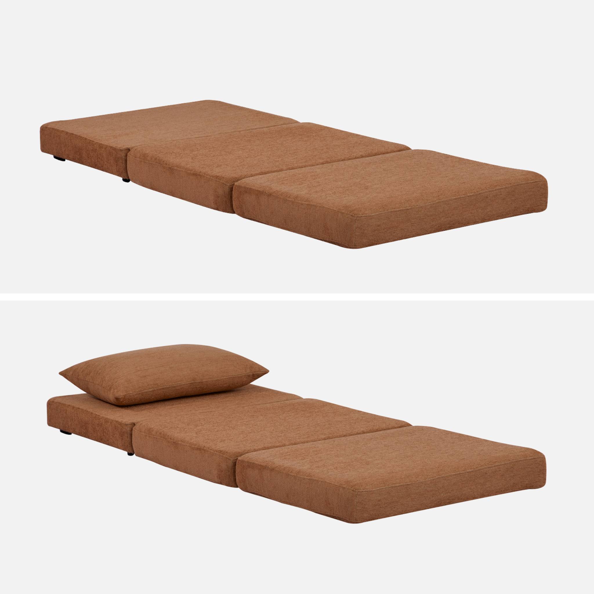 Chauffeuse matelas convertible camel tissu chenille 1 place Fold