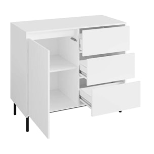 Girona - buffet bas - blanc - 3 tiroirs et 1 porte - 103 cm - Blanc