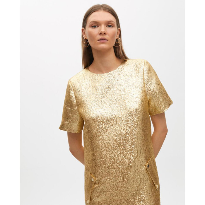 Abito corto craquelato dorato