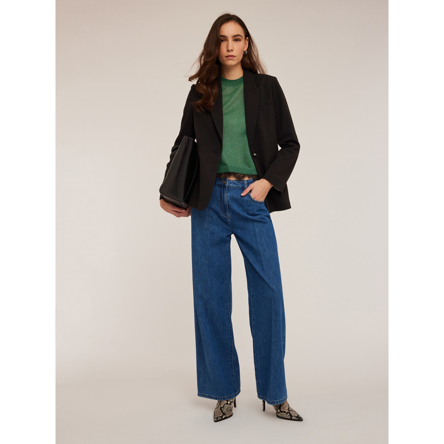 Motivi - Giacca monopetto in tessuto crêpe - Nero