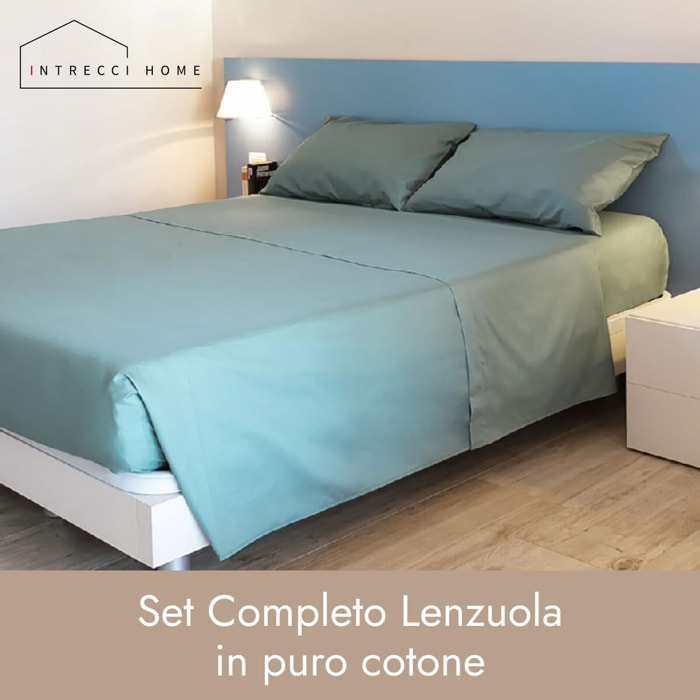 Completo lenzuola in cotone - Verde