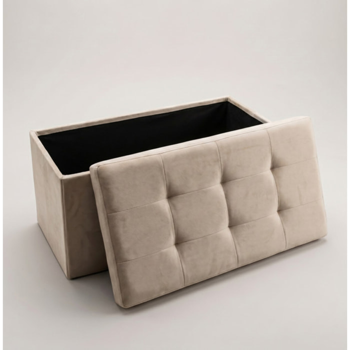 Pouf contenitore in velluto 76x34x34 cm, panca pieghevole con vano capiente, seduta imbottita trapuntata resistente fino a 150 kg, design elegante Double Velvet, salvaspazio ideale per camera soggiorno ingresso e fondo lett