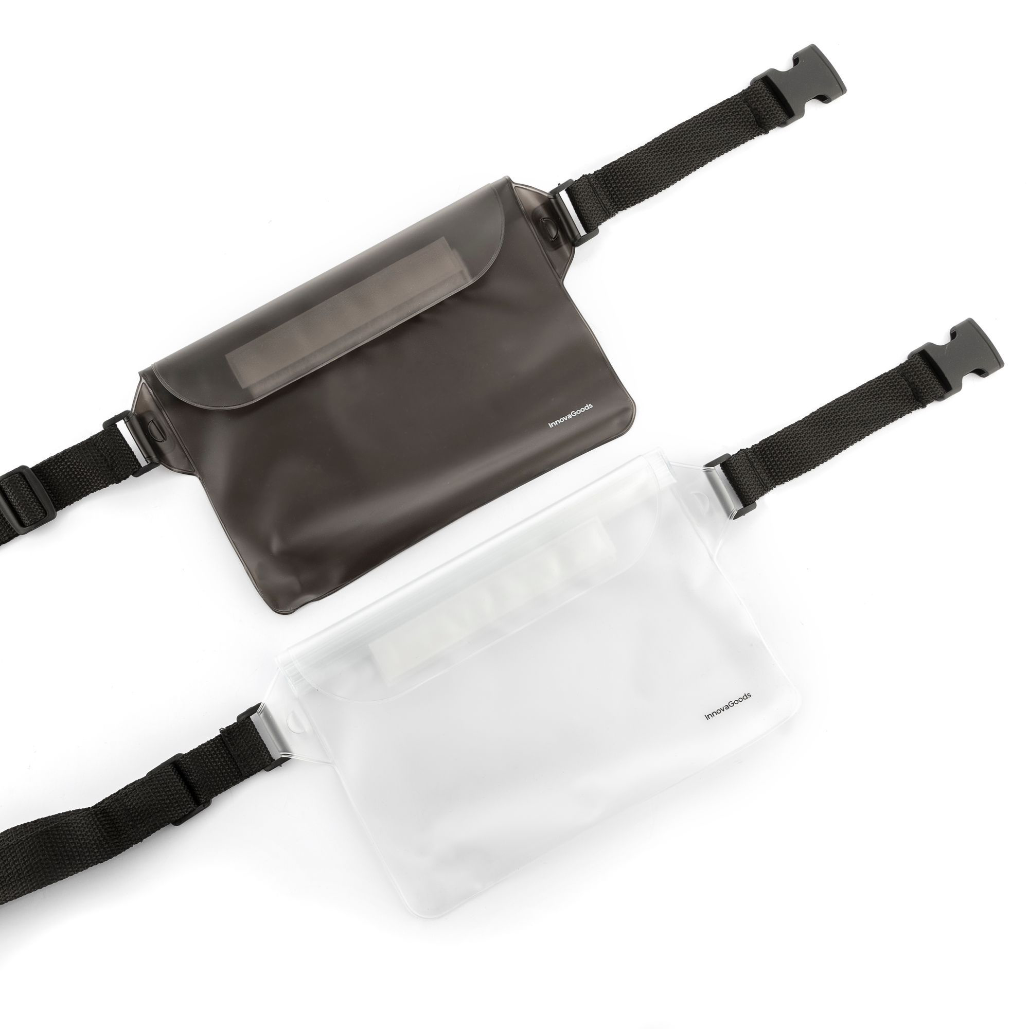 Set 2 borse a fanny pack impermeabili con cintura regolabile Wannis - bianco e nero - 22,5x 0,5x22
