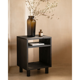 Mesita de noche de madera maciza en tono negro de 51x32cm Alto: 50.5 Largo: 32 Ancho: 37.5