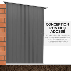 Abri de jardin - remise pour outils - cabanon porte verrouillable - dim. 1L x 1,03l x 1,6H m - tôle d'acier ondulée gris