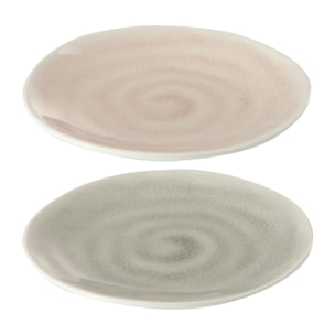 J-Line assiette Taupe - poterie - marron - small - 2 pcs