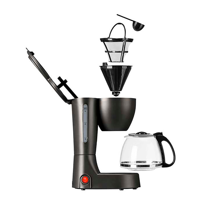 Cafetera de goteo con filtro. Potencia de 550W y 600ml de capacidad. 6 tazas.