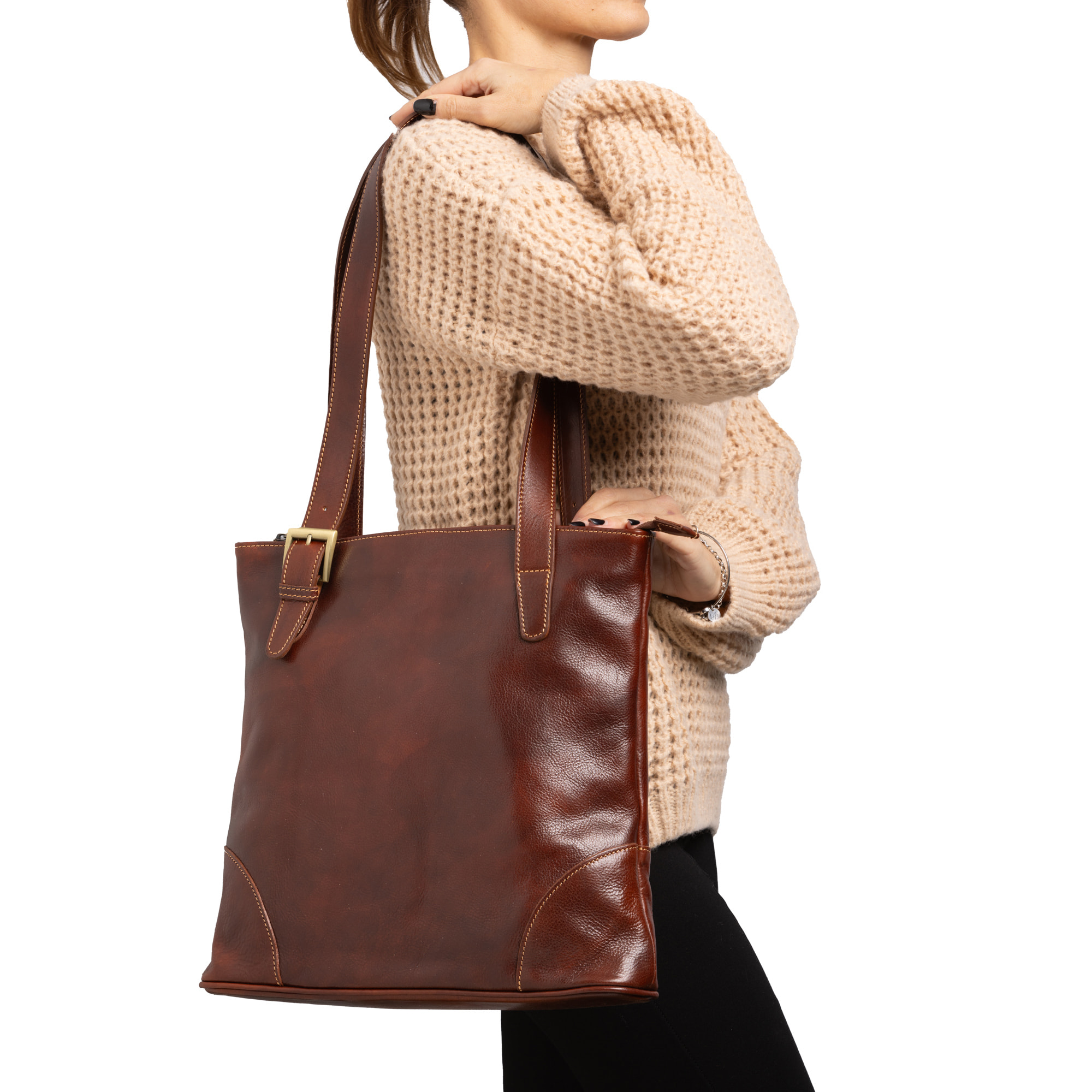 Borsa a spalla  da donna In Vera pelle Made in Italy 33x35x8 cm