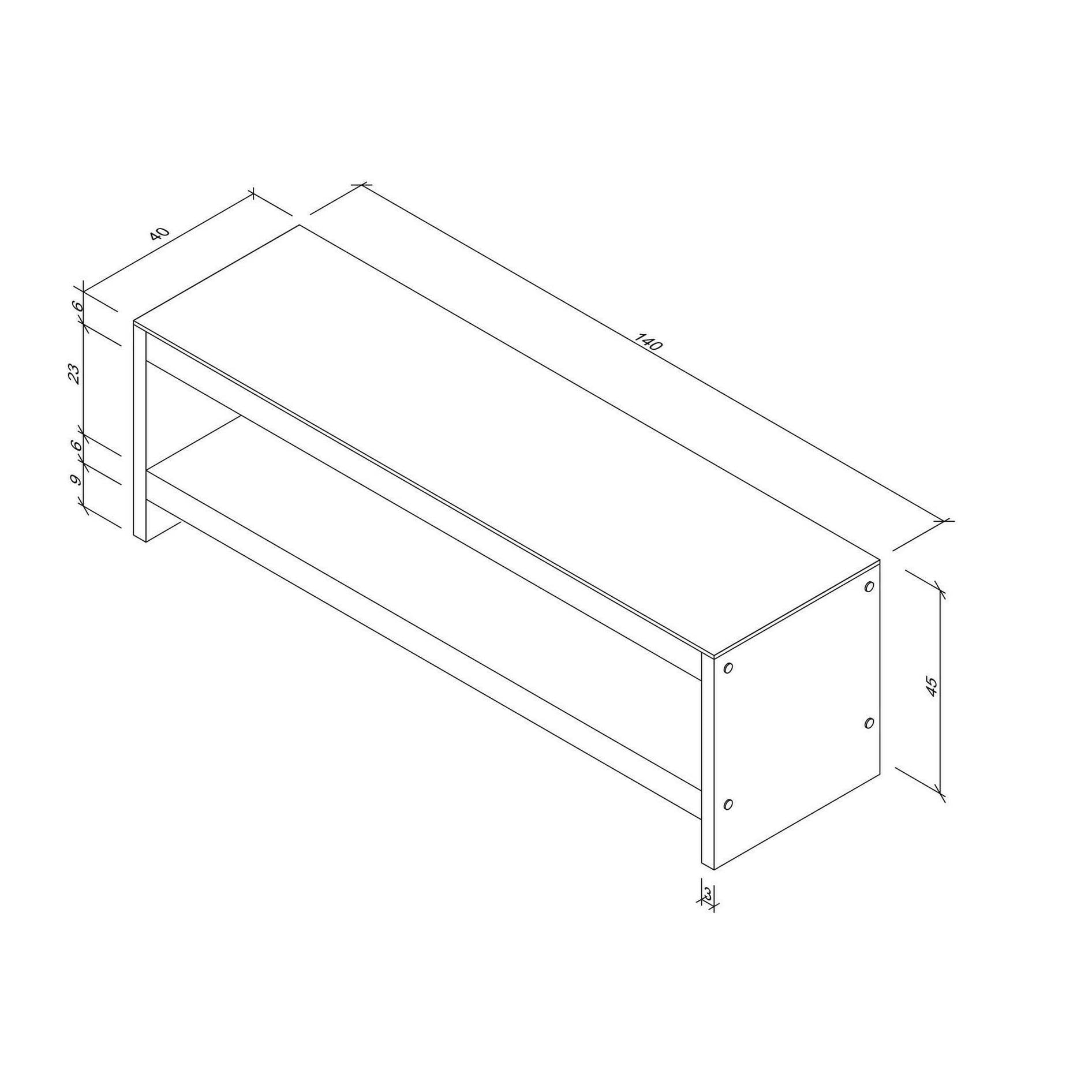 Mobile porta TV Dpaciocc, Credenza da soggiorno, Armadio basso per TV, Base parete attrezzata, 140x40h45 cm, Noce