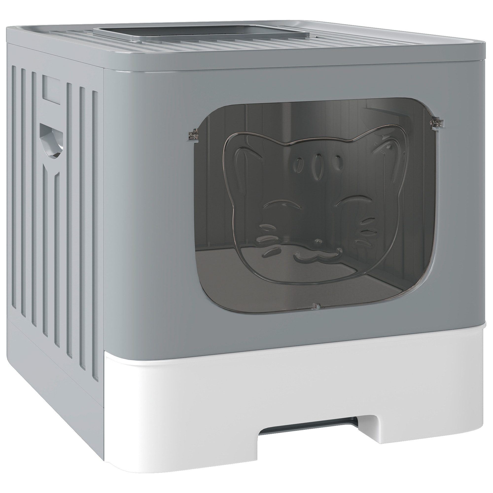 Maison de toilette chat tiroir coulissant porte trappe pelle blanc gris