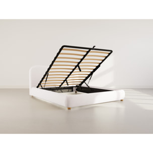 Hugo - lit coffre - 160x200 cm - en tissu bouclette - Beige