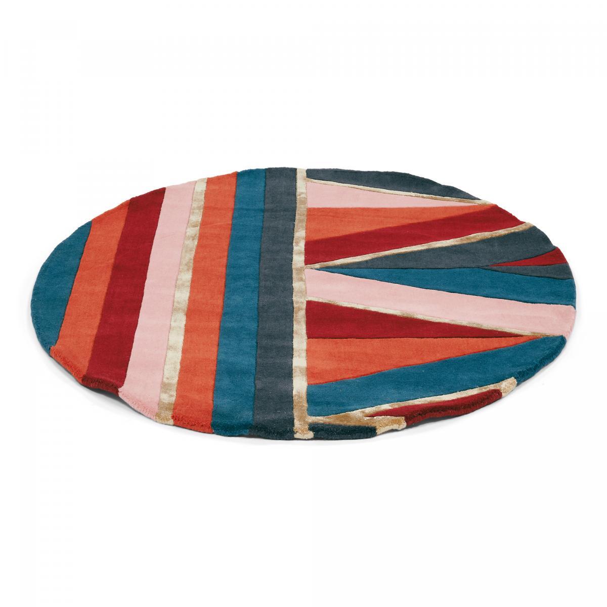 Tapis rond fait à la main en laine motif géométrique NUITOR