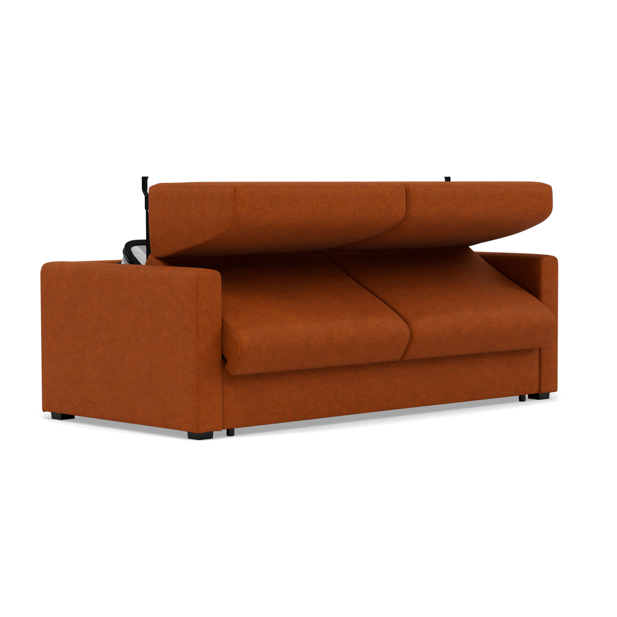 Julia - canapé 3 places convertible couchage quotidien matelas 18 cm en tissu - Rouille