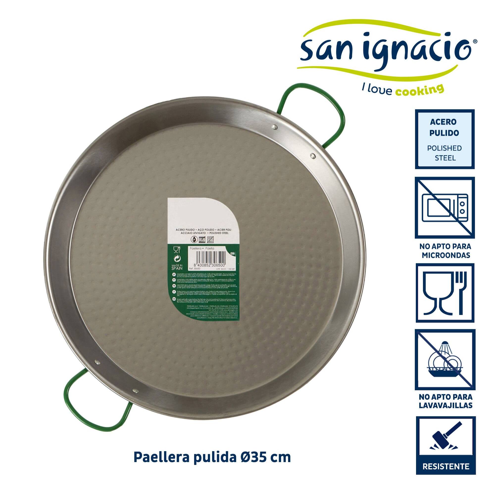 Paellera pulida 34 cm 6 raciones colección la dehesa