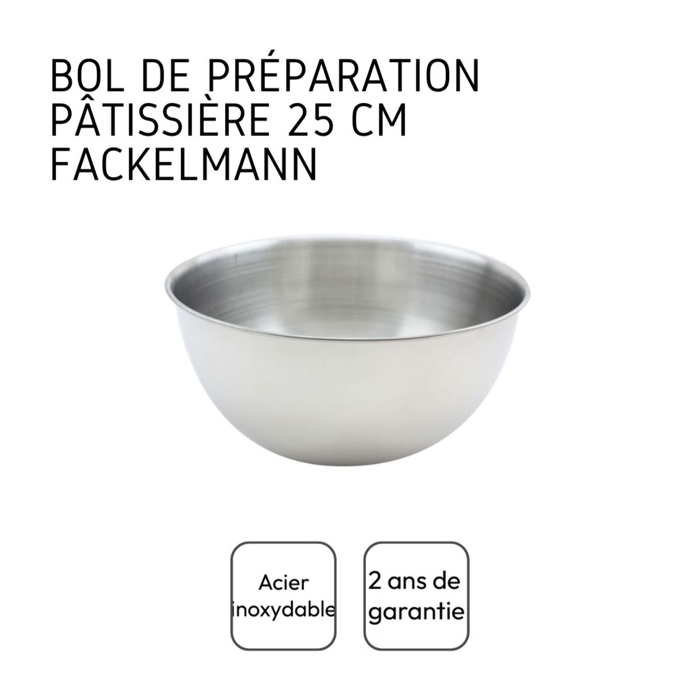 Ensemble de 2 Bols à mixer en inox de 20,5 cm de diamètre Fackelmann Basic
