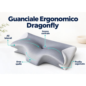 Guanciale ergonomico in memory foam Riposo Collo Spalle Anatomico Dragonfly
